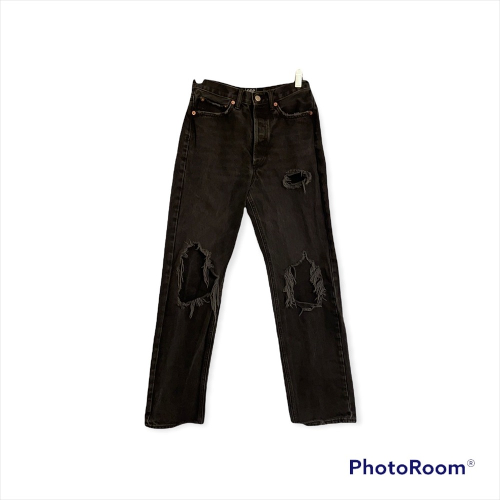 Urban Outfitters BDG Faded Black Destroyed Relaxed Straight Jeans